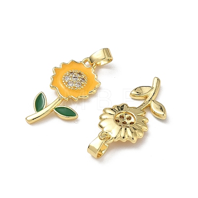 Brass Micro Pave Cubic Zirconia Pendants KK-F924-15G-1