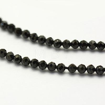 Faceted Natural Black Spinel Beads Strands G-F507-04-1