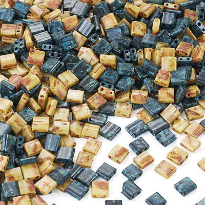 50G 2 Colors 2-Hole Baking Paint Glass Seed Beads SEED-TA0001-70-1