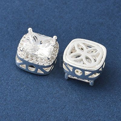 Brass Micro Pave Cubic Zirconia Beads KK-A253-20S-04-1