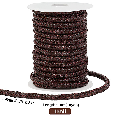 10M Round Braided PU Leather Cord WL-WH0007-03B-1