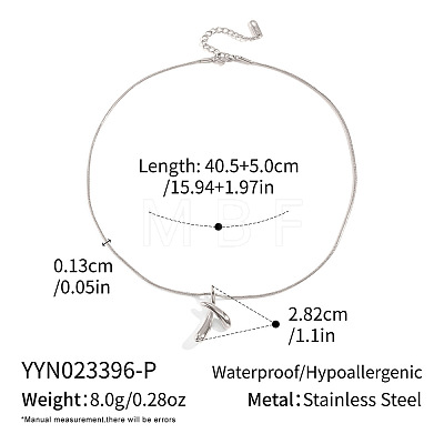 304 Stainless Steel Cross Teardrop Pendant Necklaces for Women LV5692-2-1
