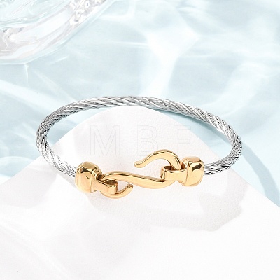 Duo Tone 304 Stainless Steel Twisted Rope Cuff Bangles with S Clasps for Women SA-CBA2192-02GP-1