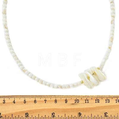 Natural Trochid Shell Chip and Round Natural Pearl Beaded Necklacess for Women NJEW-JN06222-01-1