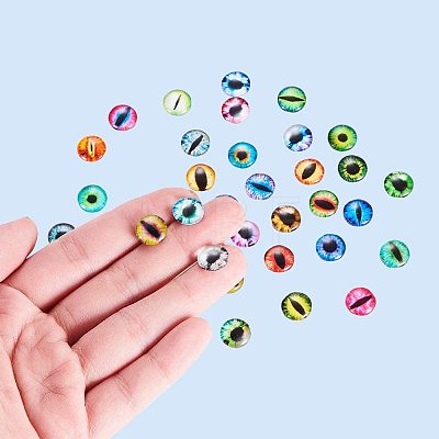 10mm Mixed Color Lucky Evil Eye Glass Flatback Dome Cabochons for Jewelry Making GGLA-PH0002-10mm-AB-1