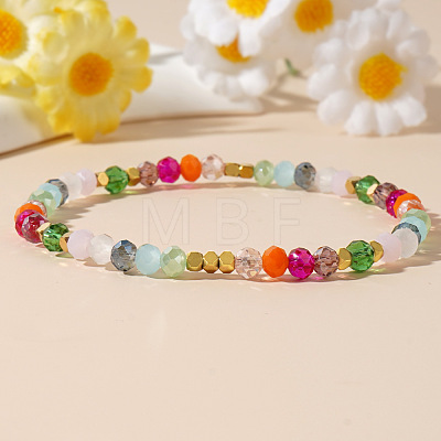 Rainbow Glass Beaded Stretch Bracelets JJ6334-1