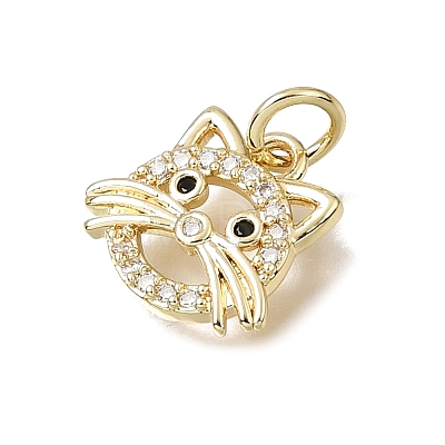 Brass Micro Pave Black Cubic Zirconia Charms CU-L001-18G-11-1