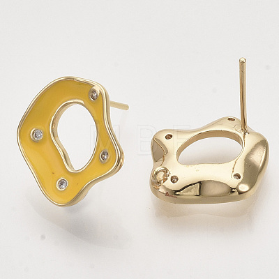 Brass Micro Pave Cubic Zirconia Stud Earring Findings KK-T054-35G-03-NF-1