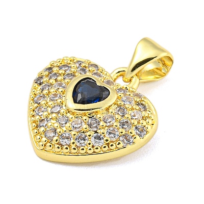 Heart Rack Plating Brass Micro Pave Cubic Zirconia Charms KK-Z053-17G-05-1