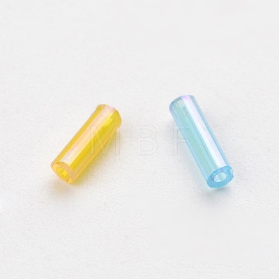 Transparent Colours Rainbow Glass Bugle Beads TSDB6MM-M-1
