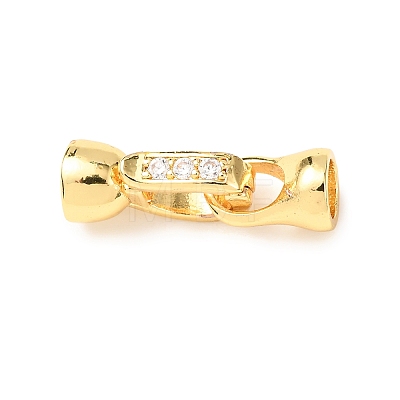 Brass Micro Pave Cubic Zirconia Fold Over Clasps KK-P164-05G-1-1