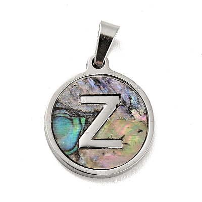 304 Stainless Steel with Paua Shell Pendants STAS-G268-02Z-P-1