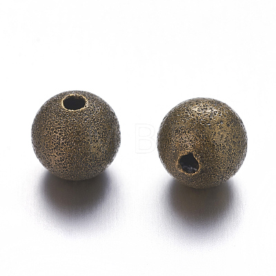 8MM Antique Bronze Round Spacer Brass Textured Beads X-EC225-NFAB-1