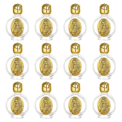 Virgin Mary Decorated Glass Empty Holy Water Bottles for Religious AJEW-WH0410-374B-1
