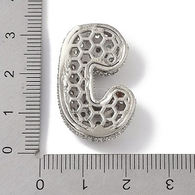 Rack Plating Brass Micro Pave Clear Cubic Zirconia Pendants ZIRC-U002-P-J-1