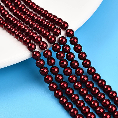 Baking Painted Pearlized Glass Pearl Bead Strands HY-N002-5mm-A13-1