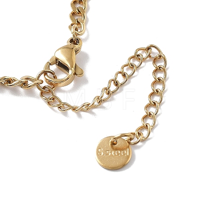304 Stainless Steel Micro Pave Clear Cubic Zirconia Ring Pendant Twisted Chain Lariat Necklaces LS-NJEW-P318-01G-1