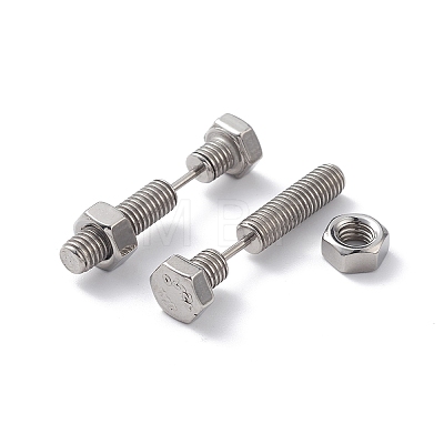 Non-Tarnish 304 Stainless Steel Screw Bolt Ear Taper Stretcher for Woman Men EJEW-F312-08P-1