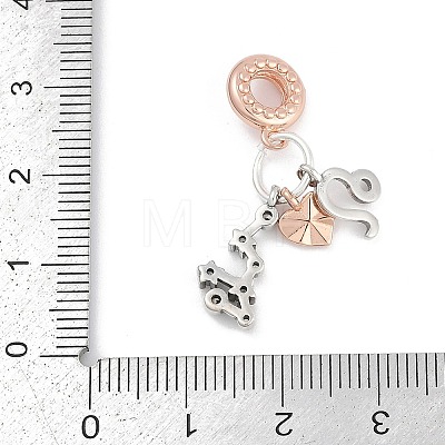 Brass Pendants with Cubic Zirconia European Beads KK-Q015-01G-1