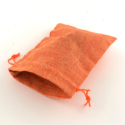 Polyester Imitation Burlap Packing Pouches Drawstring Bags X-ABAG-R004-14x10cm-02-1