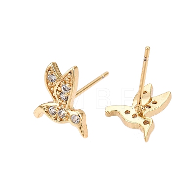 Brass Pave Clear Cubic Zirconia Stud Earring EJEW-S217-G03-1