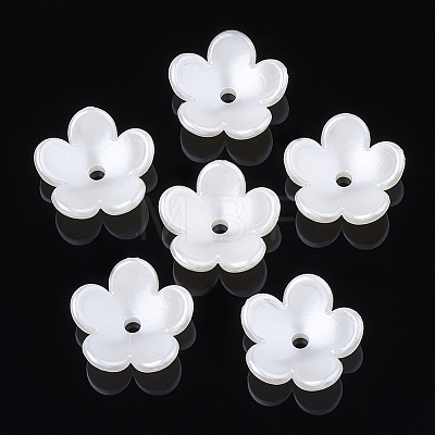 4-Petal ABS Plastic Imitation Pearl Bead Caps X-OACR-S020-32-1