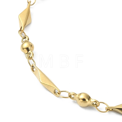 Ion Plating(IP) 304 Stainless Steel Rhombus Link Chain Bracelets for Women BJEW-D023-01G-1