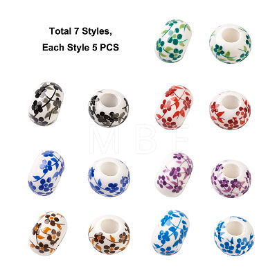 70Pcs 7 Colors Handmade European Porcelain Beads PORC-TA0001-04-1
