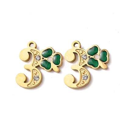 304 Stainless Steel Enamel & Rhinestone Pendants STAS-B130-01G-3-1