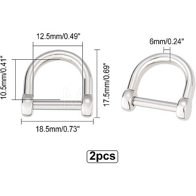 2Pcs 304 Stainless Steel D-Ring Anchor Shackle Clasps STAS-CA0001-56A-1