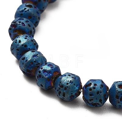 Electroplated Natural Lava Rock Beads Strands G-G984-17C-1