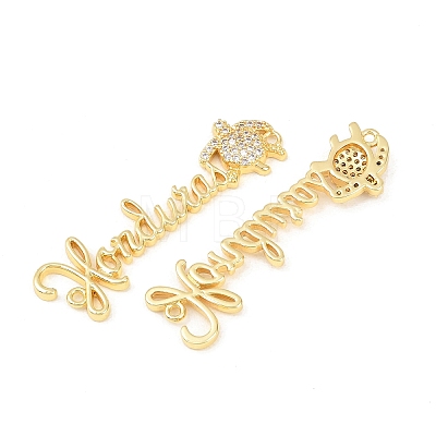 Brass Micro Pave Clear Cubic Zirconia Connector Charms KK-F931-29A-G-1
