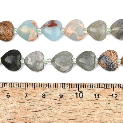 Gradient Color Synthetic Shoushan Stone & Natural Labradorite & Picture Jasper & Peace Jade & Chinese Southern Jade Beads Strands G-B185-A09-1
