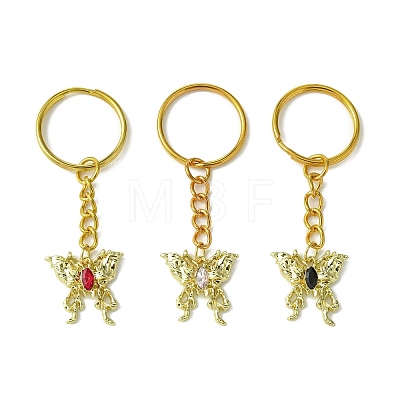 Butterfly Alloy with Cubic Zirconia Pendant Keychain KEYC-JKC00847-1