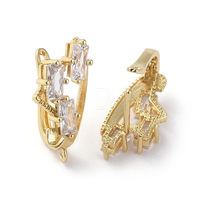 Brass Micro Pave Cubic Zirconia Hoop Earring Findings with Latch Back Closure ZIRC-G158-05G-1