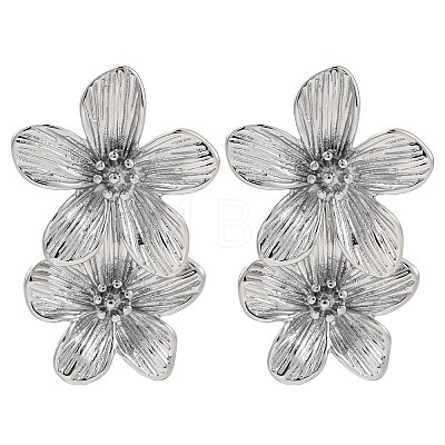 304 Stainless Steel Flower Stud Earrings for Women EJEW-U023-09P-1