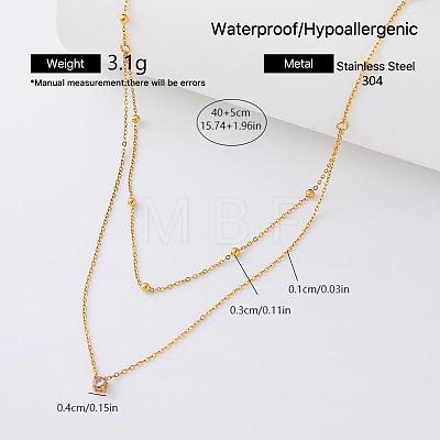 304 Stainless Steel Crystal Rhinestone Pendant Double Layer Necklaces for Women OK0426-4-1