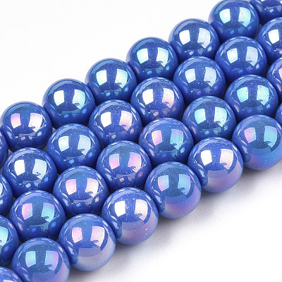 Electroplate Opaque Glass Beads Strands LS-GLAA-T032-P10mm-AB11-1