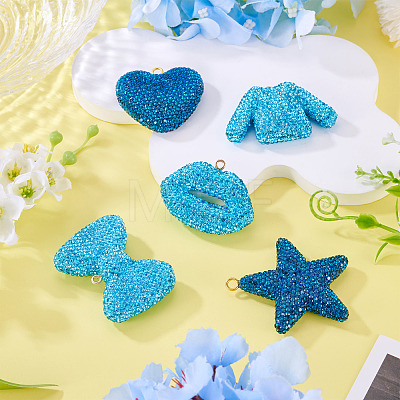 5Pcs 5 Styles Handmade Polymer Clay Pendants RB-BT0001-05B-1