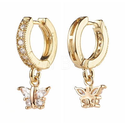 Butterfly Cubic Zirconia Dangle Hoop Earrings for Girl Women Gift X1-EJEW-JE04637-1