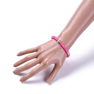 Handmade Polymer Clay Heishi Bead Stretch Bracelets BJEW-JB05090-03-1