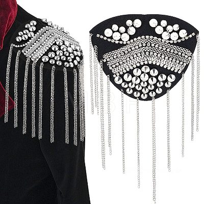 Fashionable Iron Tassel Epaulettes AJEW-WH0289-27A-1