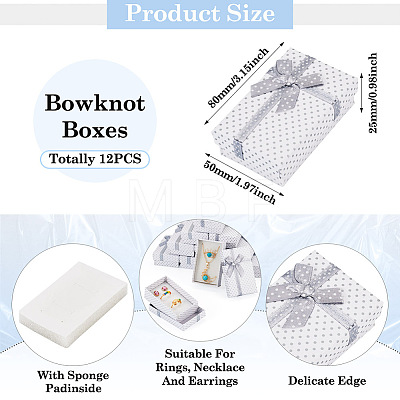 Polka Dot Print Cardboard Jewelry Gift Boxes with Bowknot CON-TAC0001-10C-1