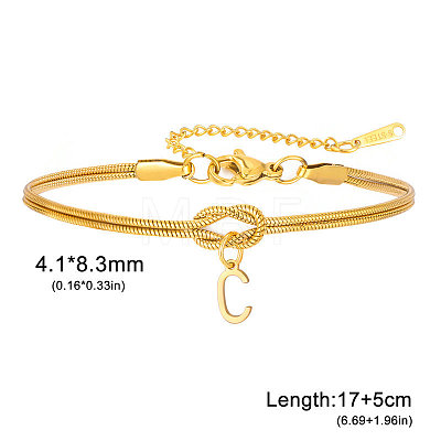 304 Stainless Steel Initial Charm Bracelets FS-WGD8E41-12-1