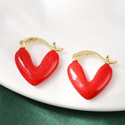 Brass Enamel Hoop Earrings EJEW-R032-05G-1