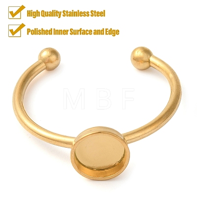 304 Stainless Steel Flat Round Pad Ring Setting STAS-I306-05A-G-1