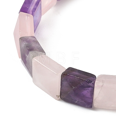 Natural Amethyst & Rose Quartz Beads Stretch Bracelets for Women Men BJEW-C097-06-13-1
