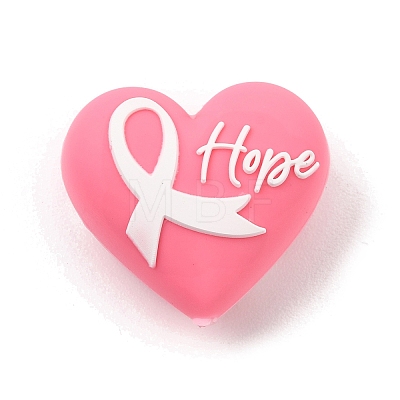 Breast Cancer Awareness Pink Ribbon Theme Silicone Beads SL-CBA6E7F-01C-1