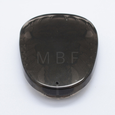 Carved Natural Obsidian Guan Yin Big Pendants G-E428-10-1
