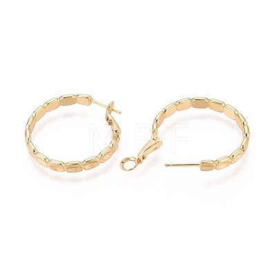 Oval Brass Hoop Earrings EJEW-T047-97G-1